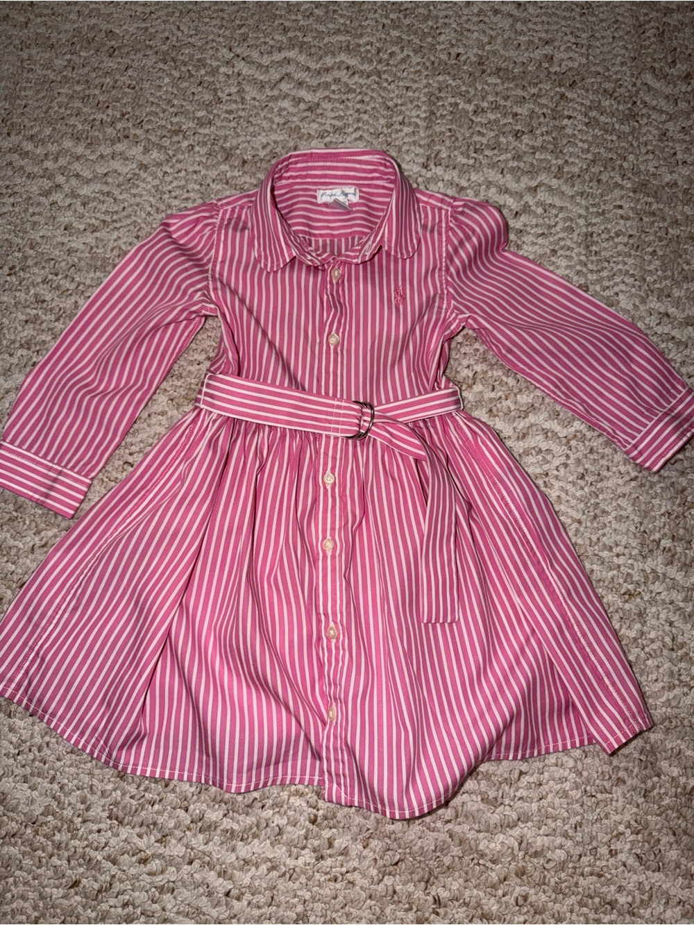 Ralph Lauren pink stripe dress. 24 mo